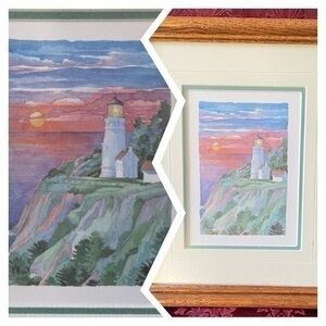 Pigeon Point Lighthouse by Paul Brent framed art Print 11 1/2”W x 9 1/2” H